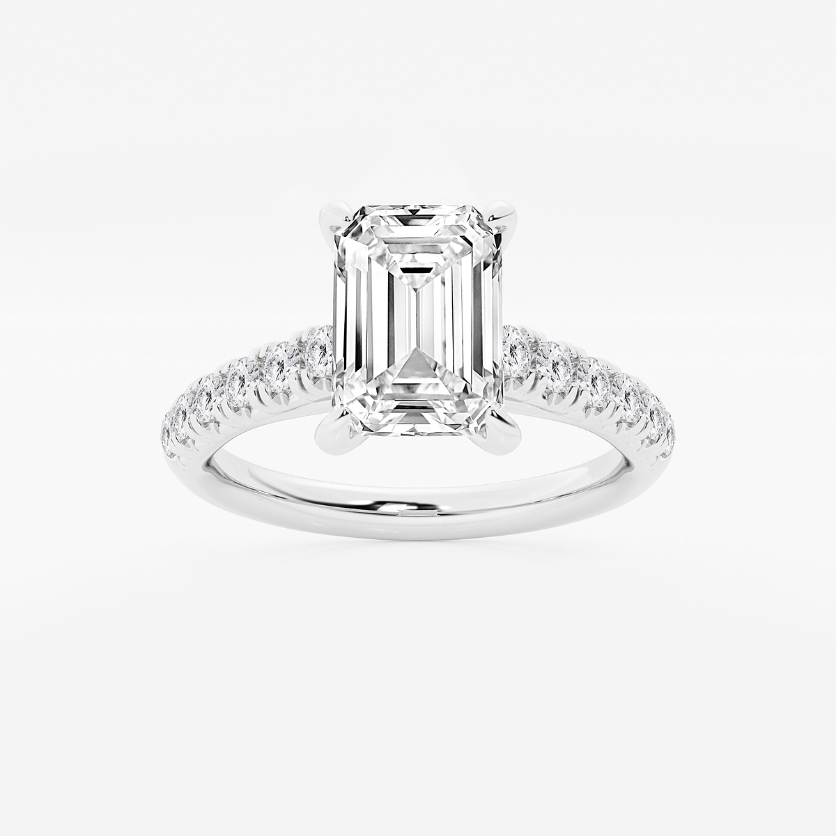 2 2/5 ctw Emerald Lab Grown Diamond French Pave Engagement Ring