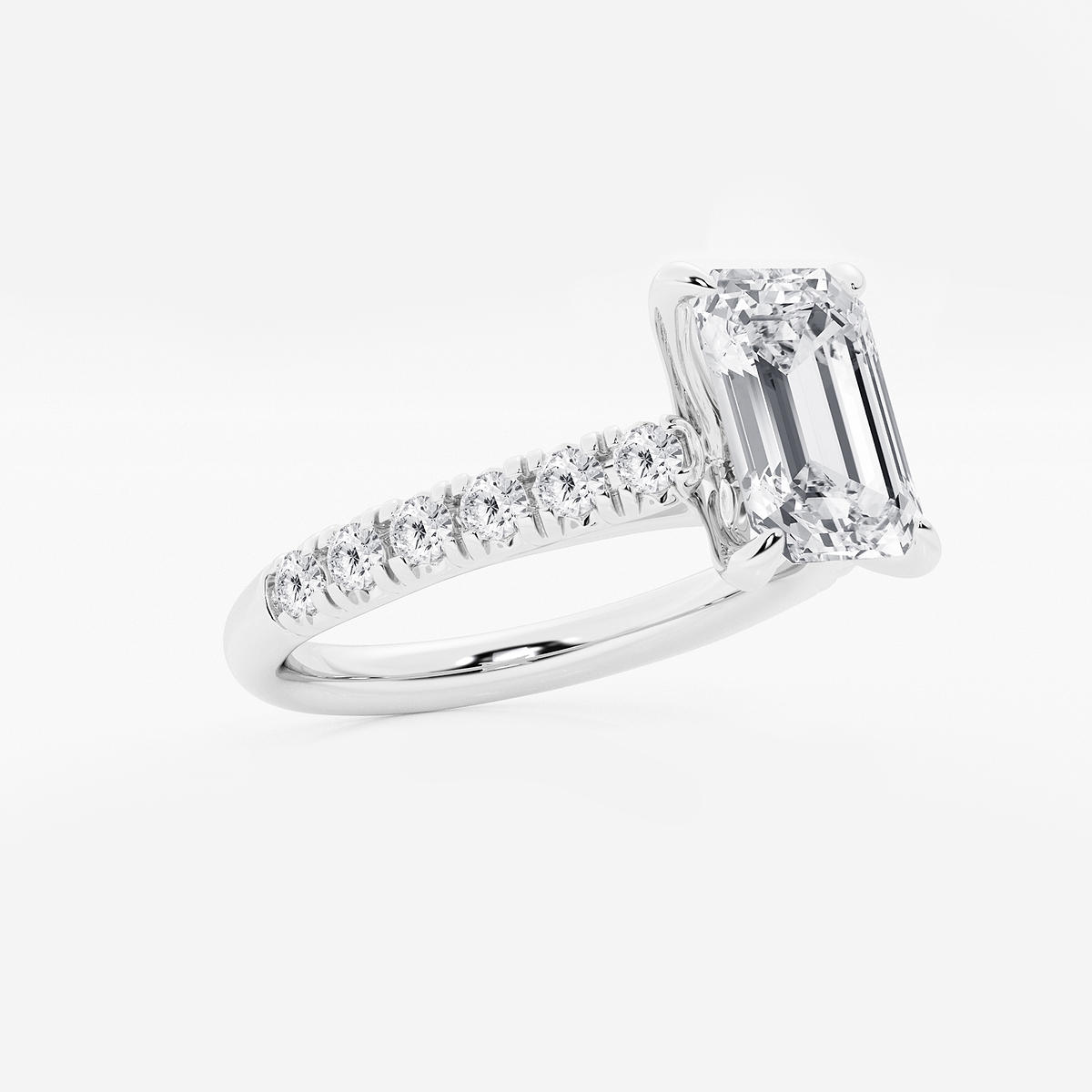 Additional Image 1 for  2 2/5 ctw Emerald Lab Grown Diamond French Pave Engagement Ring