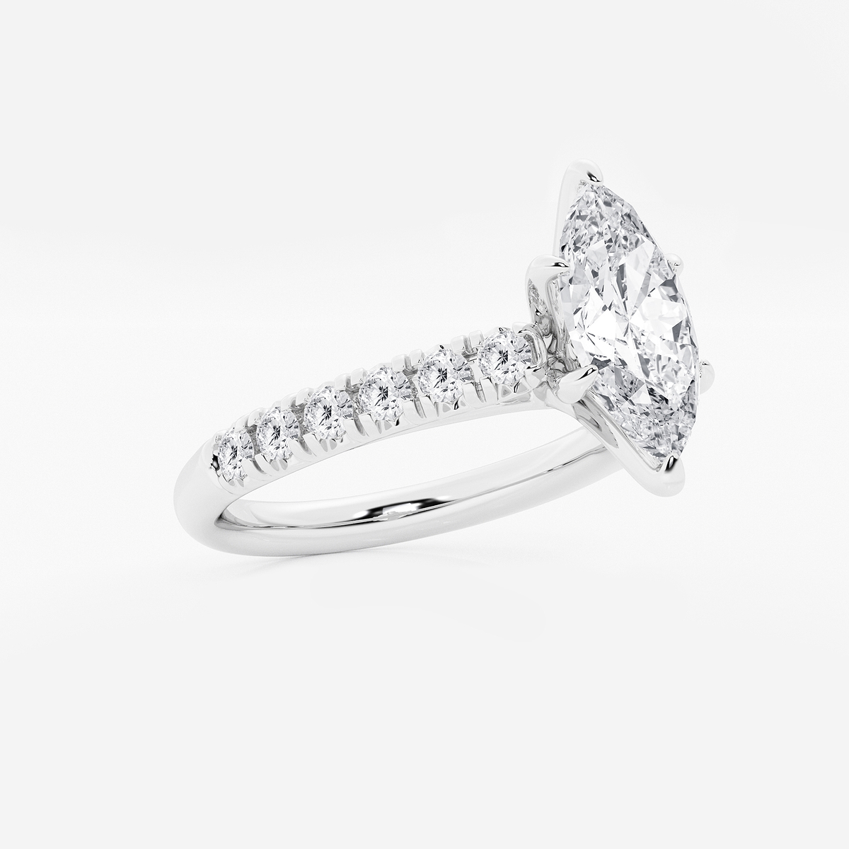 Additional Image 1 for  2 ctw Marquise Lab Grown Diamond French Pave Engagement Ring