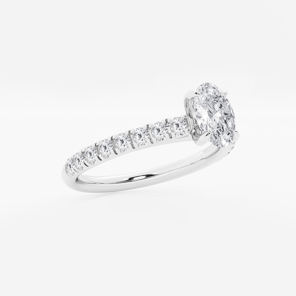 Additional Image 1 for  7/8 ctw Oval Lab Grown Diamond French Pave Engagement Ring