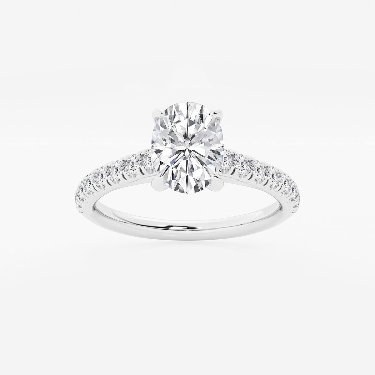 1 2/5 ctw Oval Lab Grown Diamond French Pave Engagement Ring