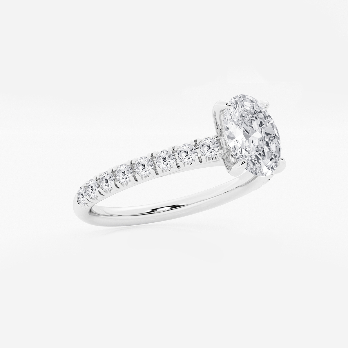 Additional Image 1 for  1 2/5 ctw Oval Lab Grown Diamond French Pave Engagement Ring