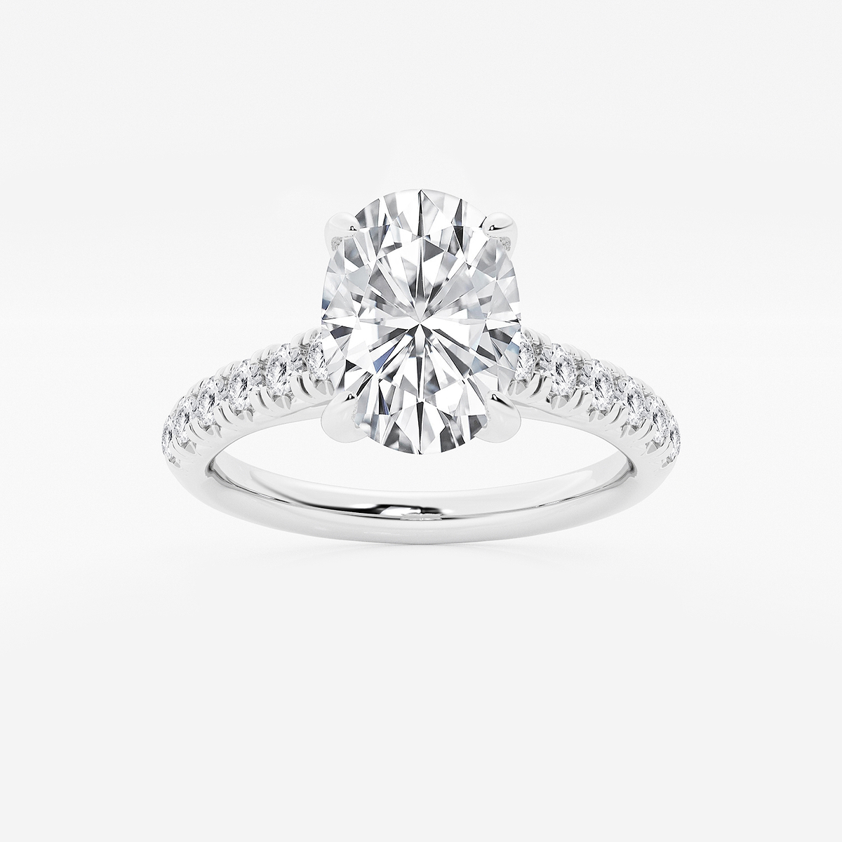 2 2/5 ctw Oval Lab Grown Diamond French Pave Engagement Ring