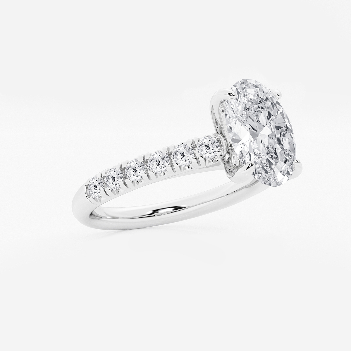 Additional Image 1 for  2 2/5 ctw Oval Lab Grown Diamond French Pave Engagement Ring