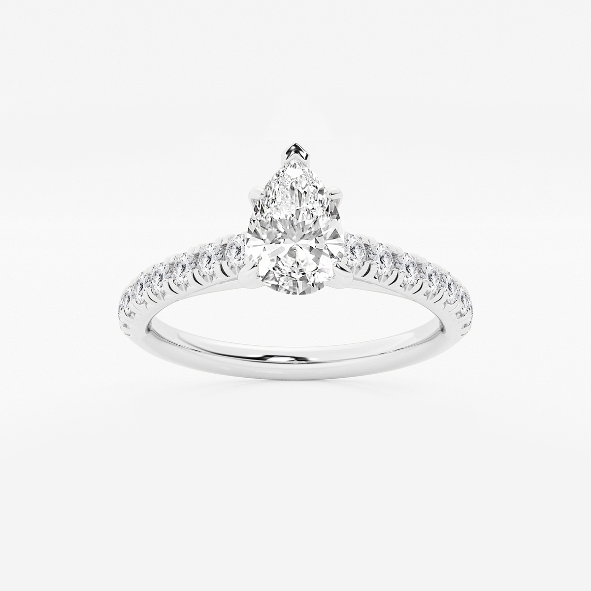 7/8 ctw Pear Lab Grown Diamond French Pave Engagement Ring