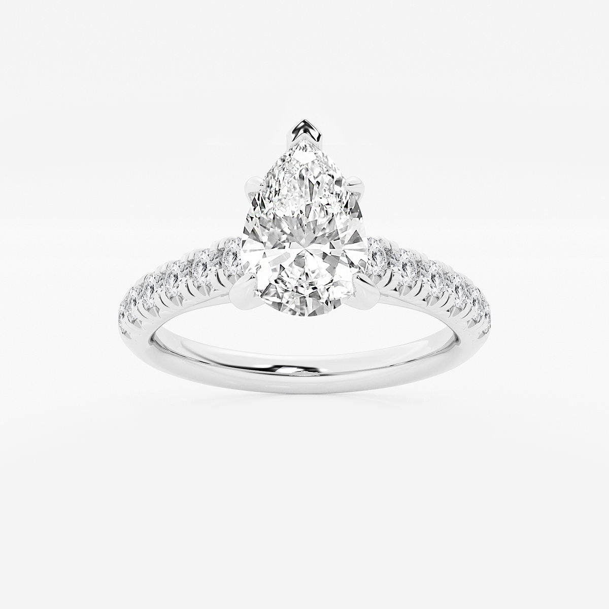2 ctw Pear Lab Grown Diamond French Pave Engagement Ring
