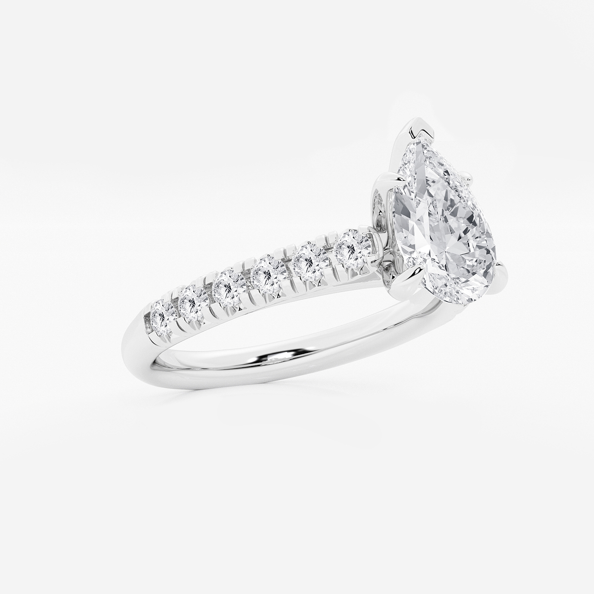 Additional Image 1 for  2 ctw Pear Lab Grown Diamond French Pave Engagement Ring