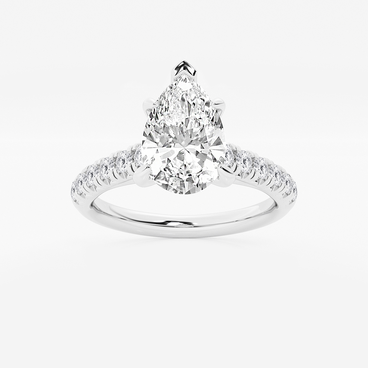 2 2/5 ctw Pear Lab Grown Diamond French Pave Engagement Ring