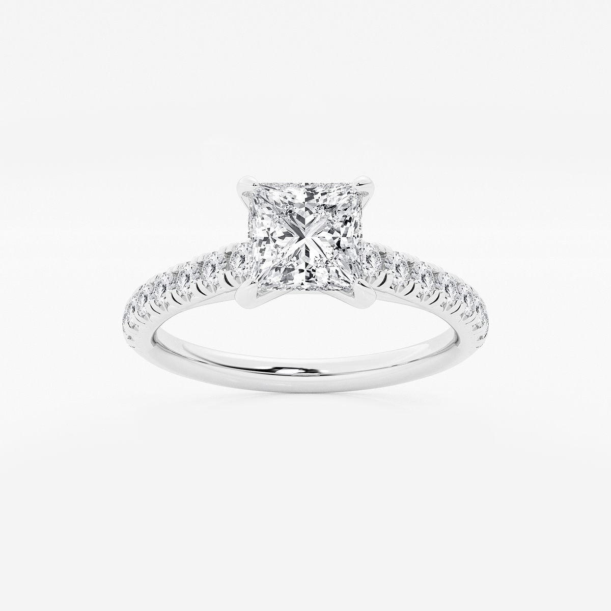 1 2/5 ctw Princess Lab Grown Diamond French Pave Engagement Ring