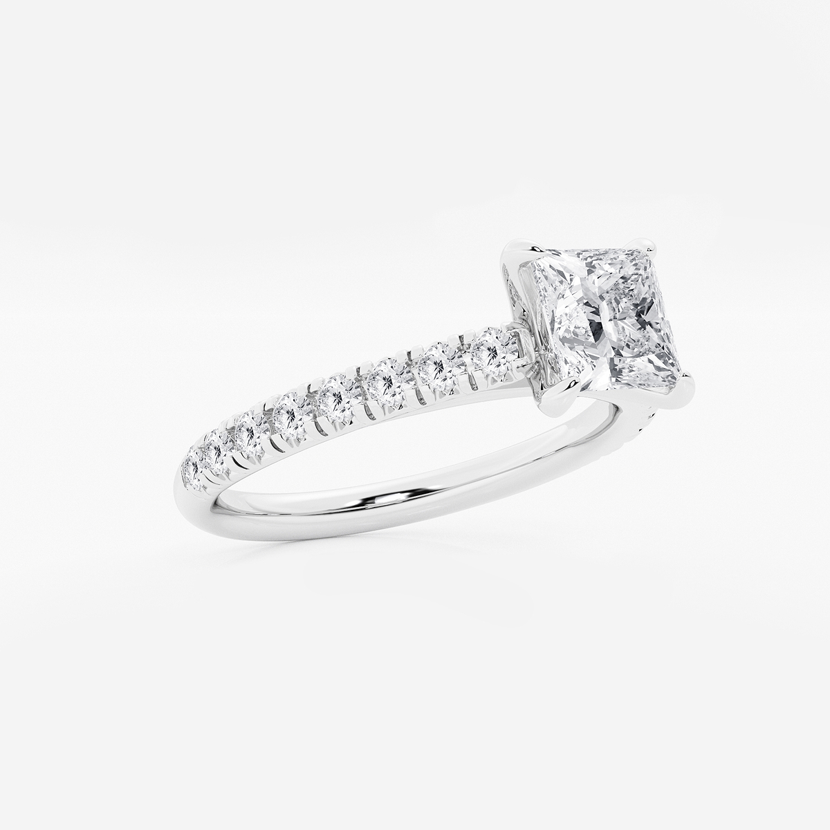 Additional Image 1 for  1 2/5 ctw Princess Lab Grown Diamond French Pave Engagement Ring