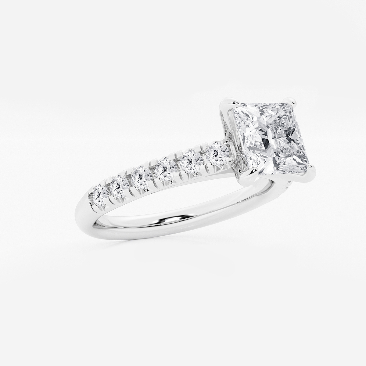 Additional Image 1 for  2 ctw Princess Lab Grown Diamond French Pave Engagement Ring