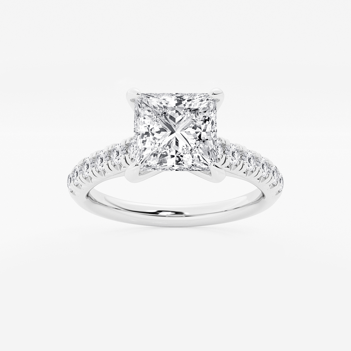 2 2/5 ctw Princess Lab Grown Diamond French Pave Engagement Ring