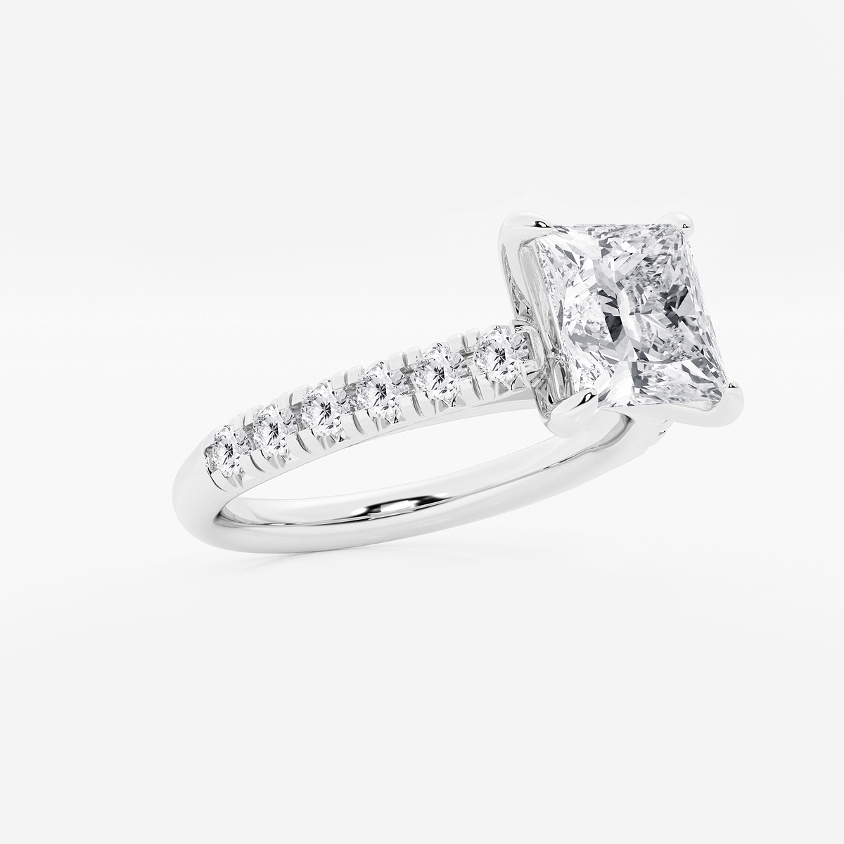 Additional Image 1 for  2 2/5 ctw Princess Lab Grown Diamond French Pave Engagement Ring