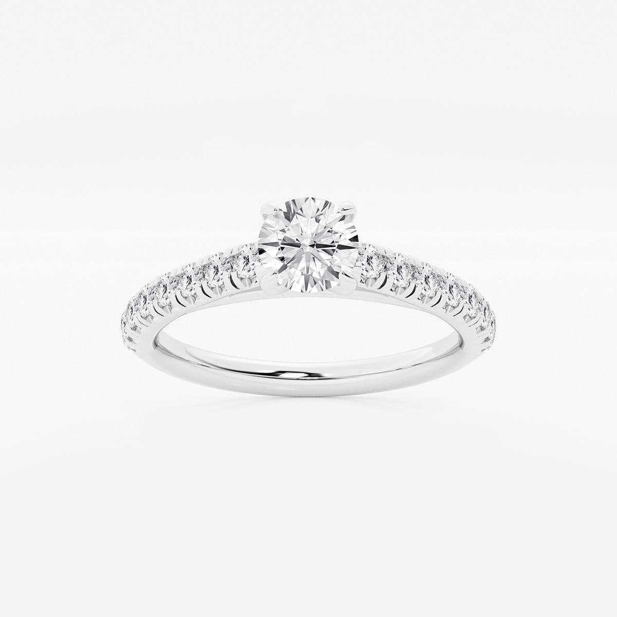 7/8 ctw Round Lab Grown Diamond French Pave Engagement Ring