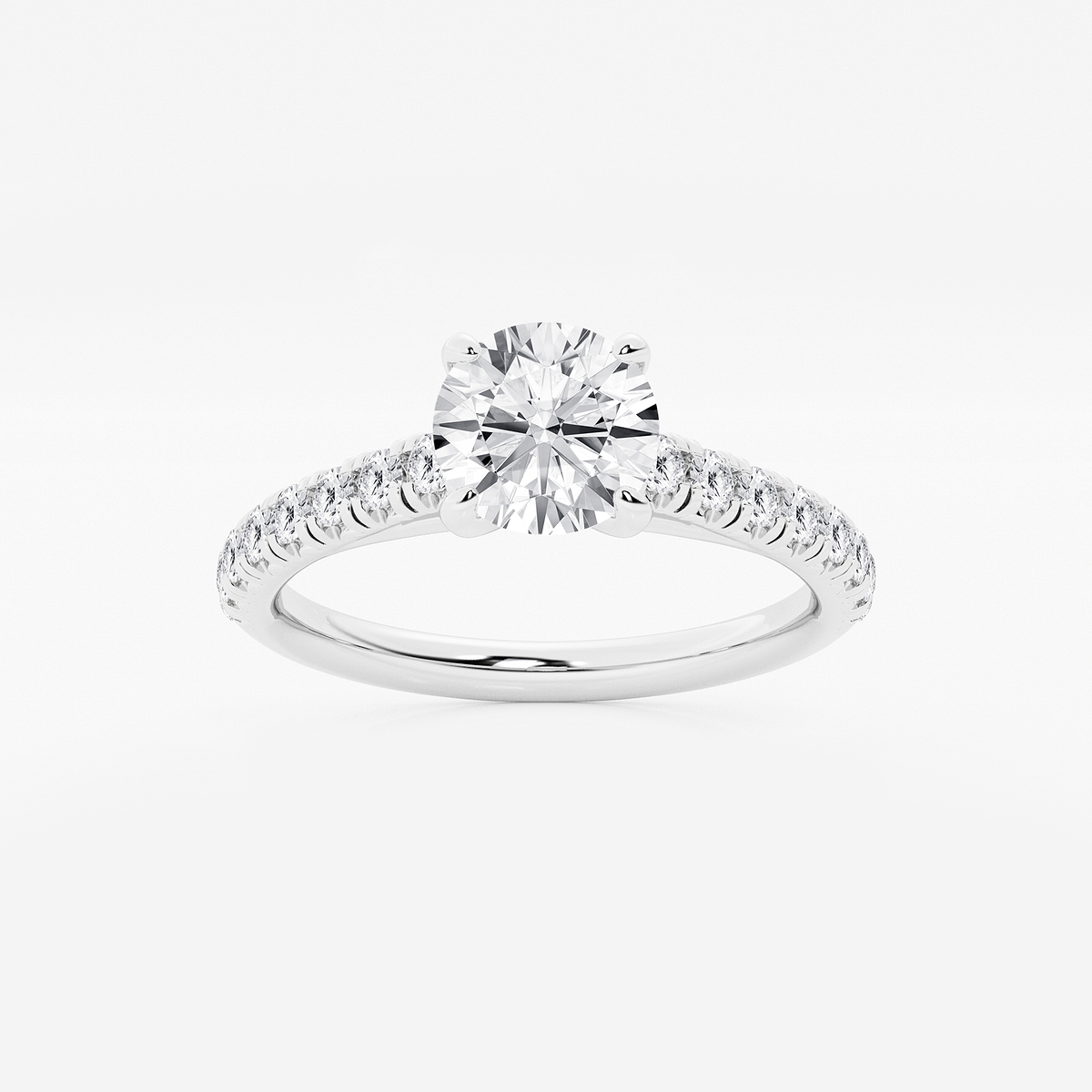 1 2/5 ctw Round Lab Grown Diamond French Pave Engagement Ring