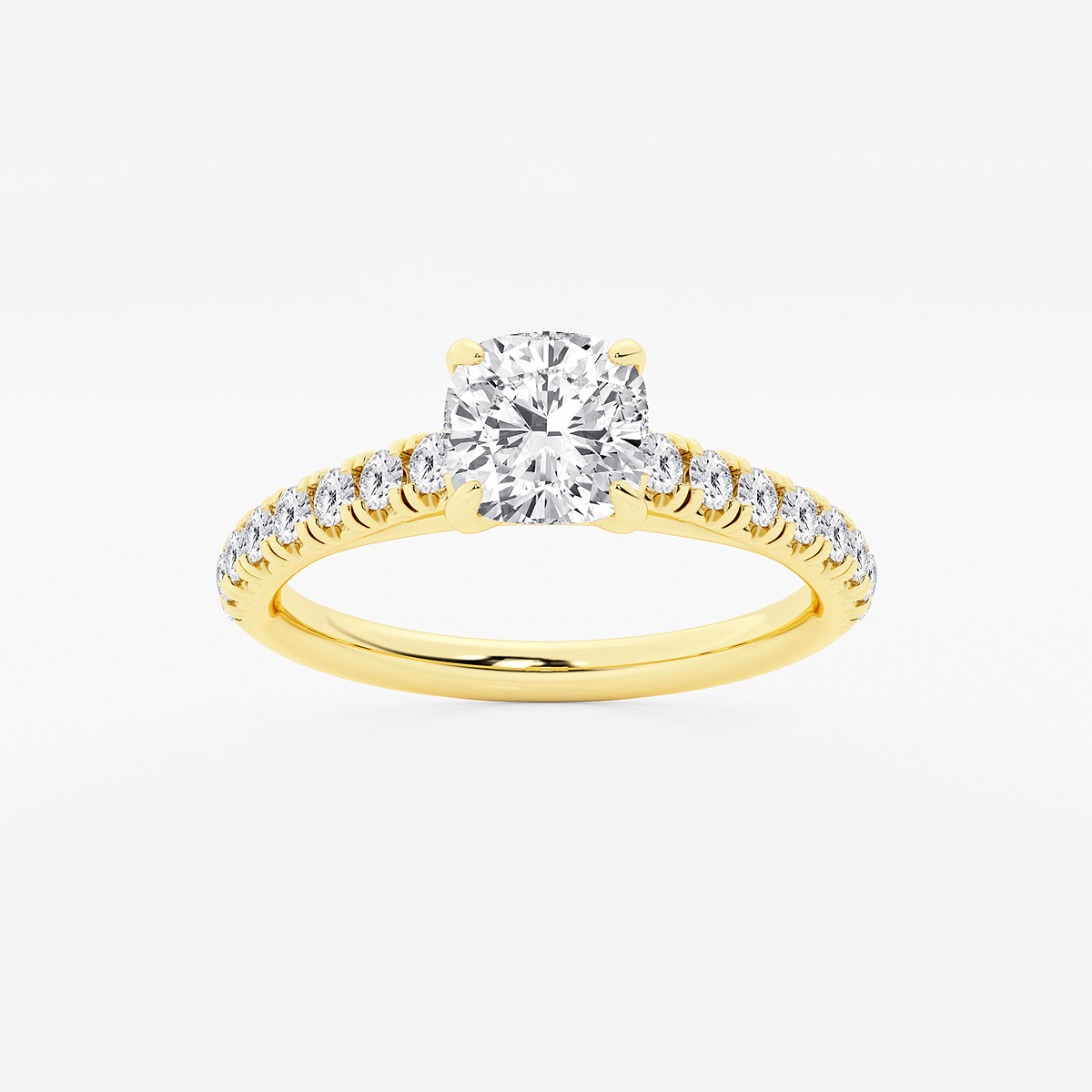 1 1/8 ctw Cushion Lab Grown Diamond French Pave Engagement Ring