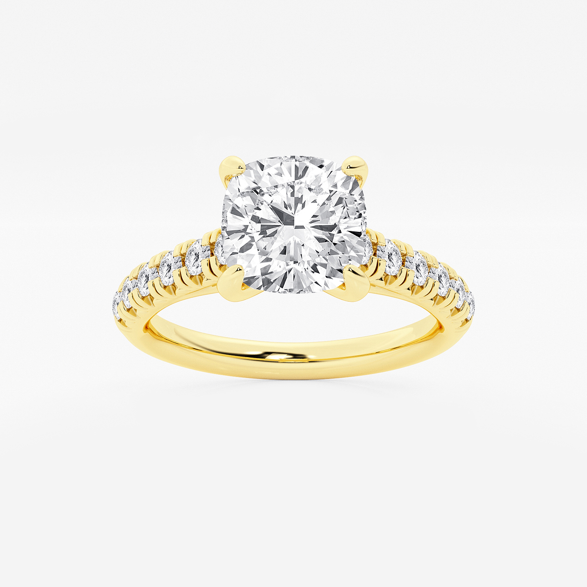 2 2/5 ctw Cushion Lab Grown Diamond French Pave Engagement Ring