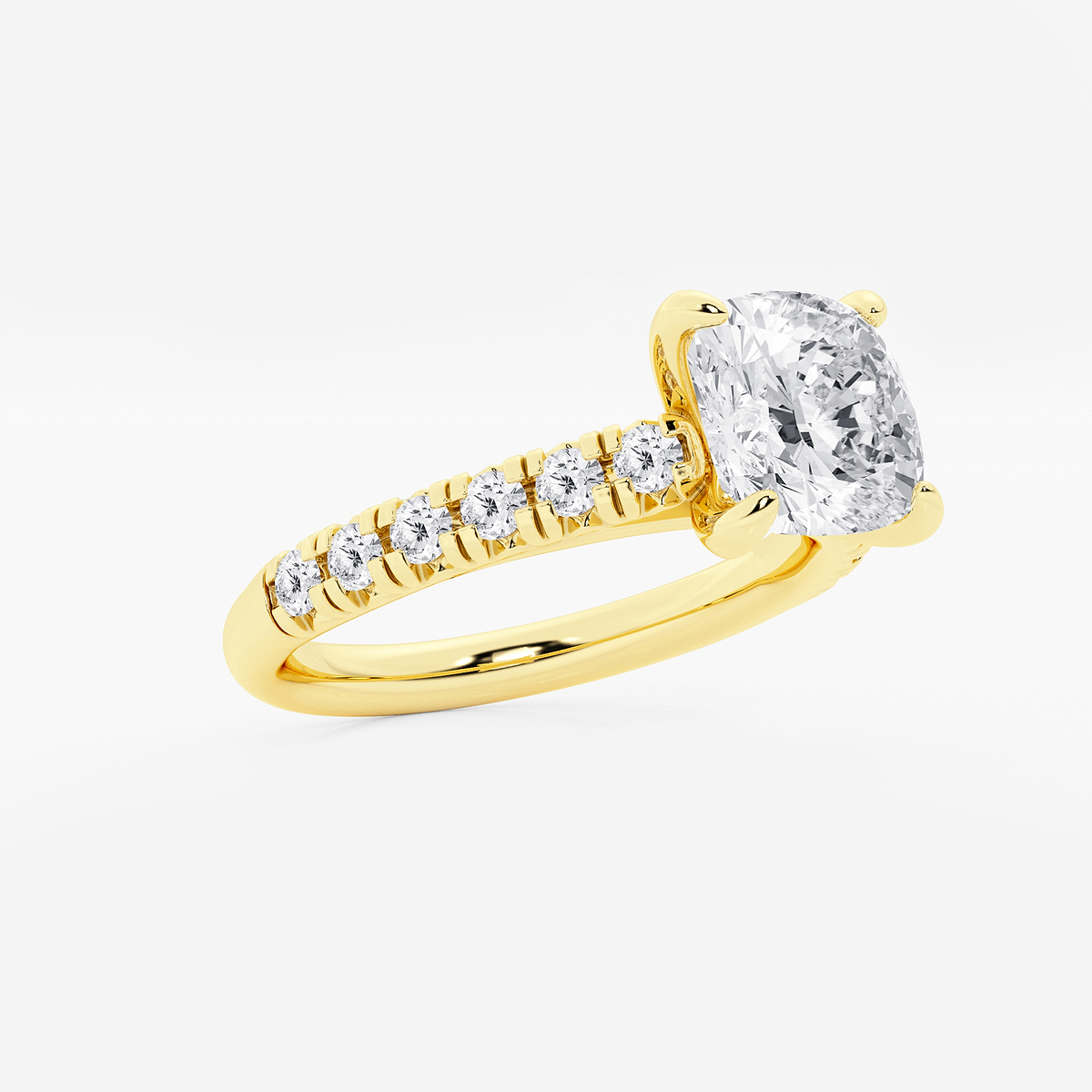 Additional Image 1 for  2 2/5 ctw Cushion Lab Grown Diamond French Pave Engagement Ring