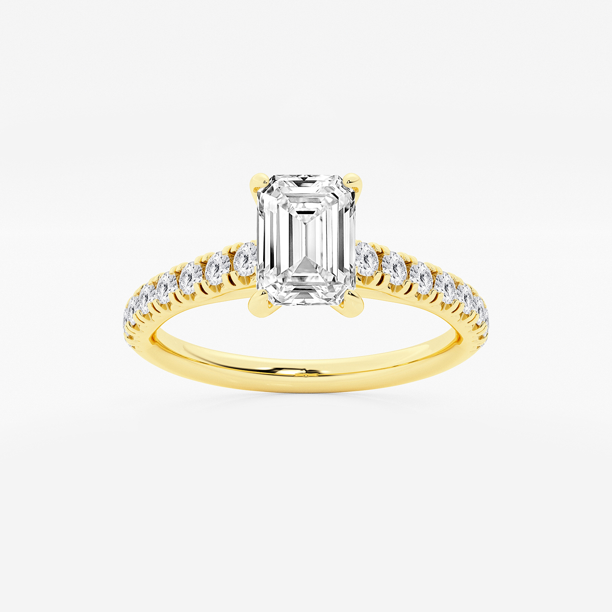 1 2/5 ctw Emerald Lab Grown Diamond French Pave Engagement Ring