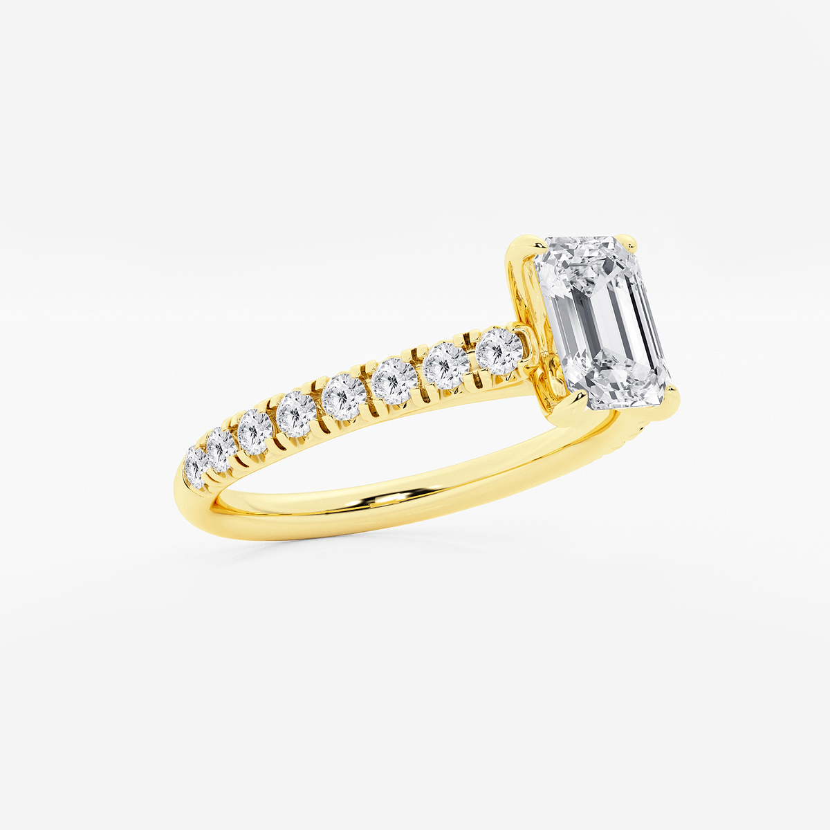 Additional Image 1 for  1 2/5 ctw Emerald Lab Grown Diamond French Pave Engagement Ring