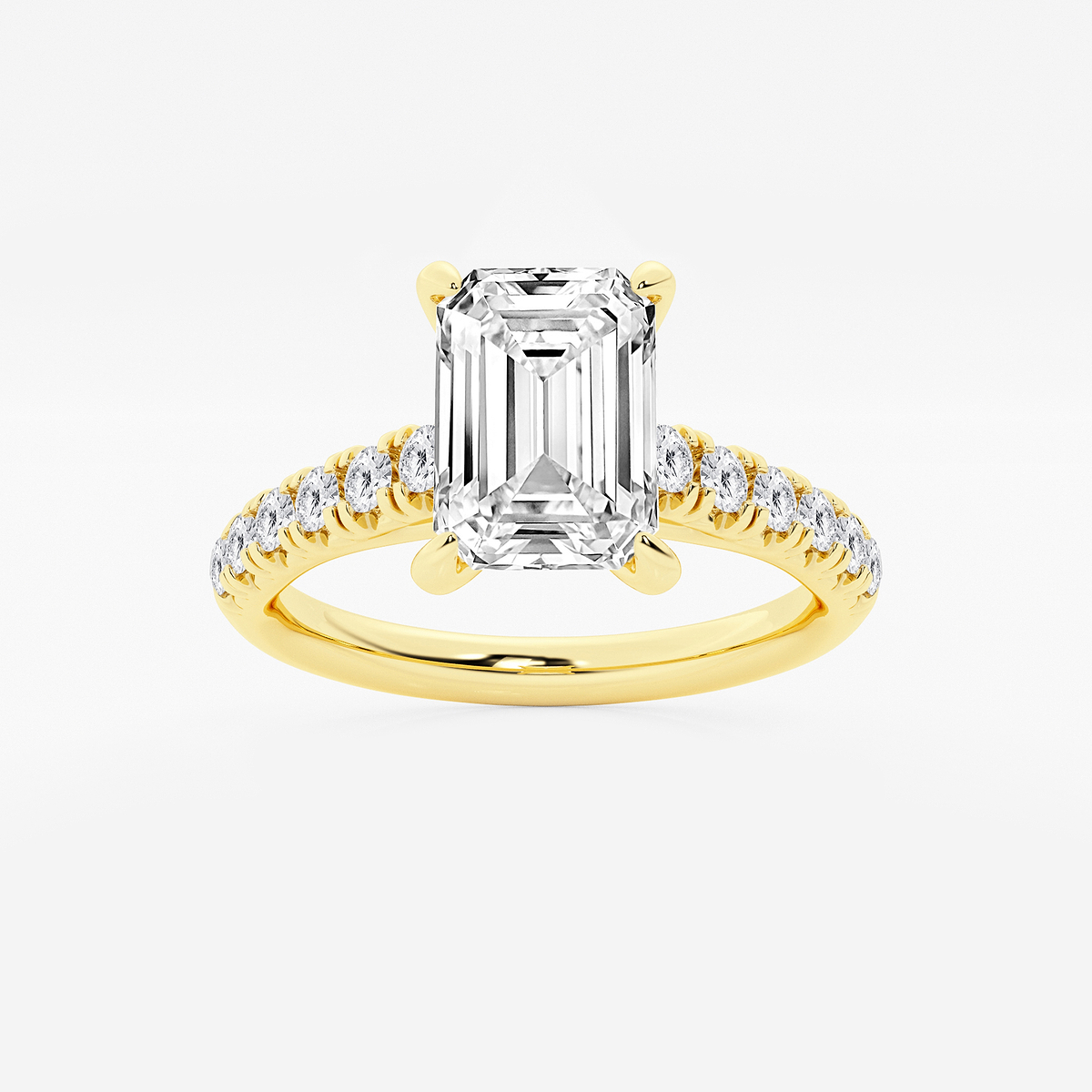 2 2/5 ctw Emerald Lab Grown Diamond French Pave Engagement Ring