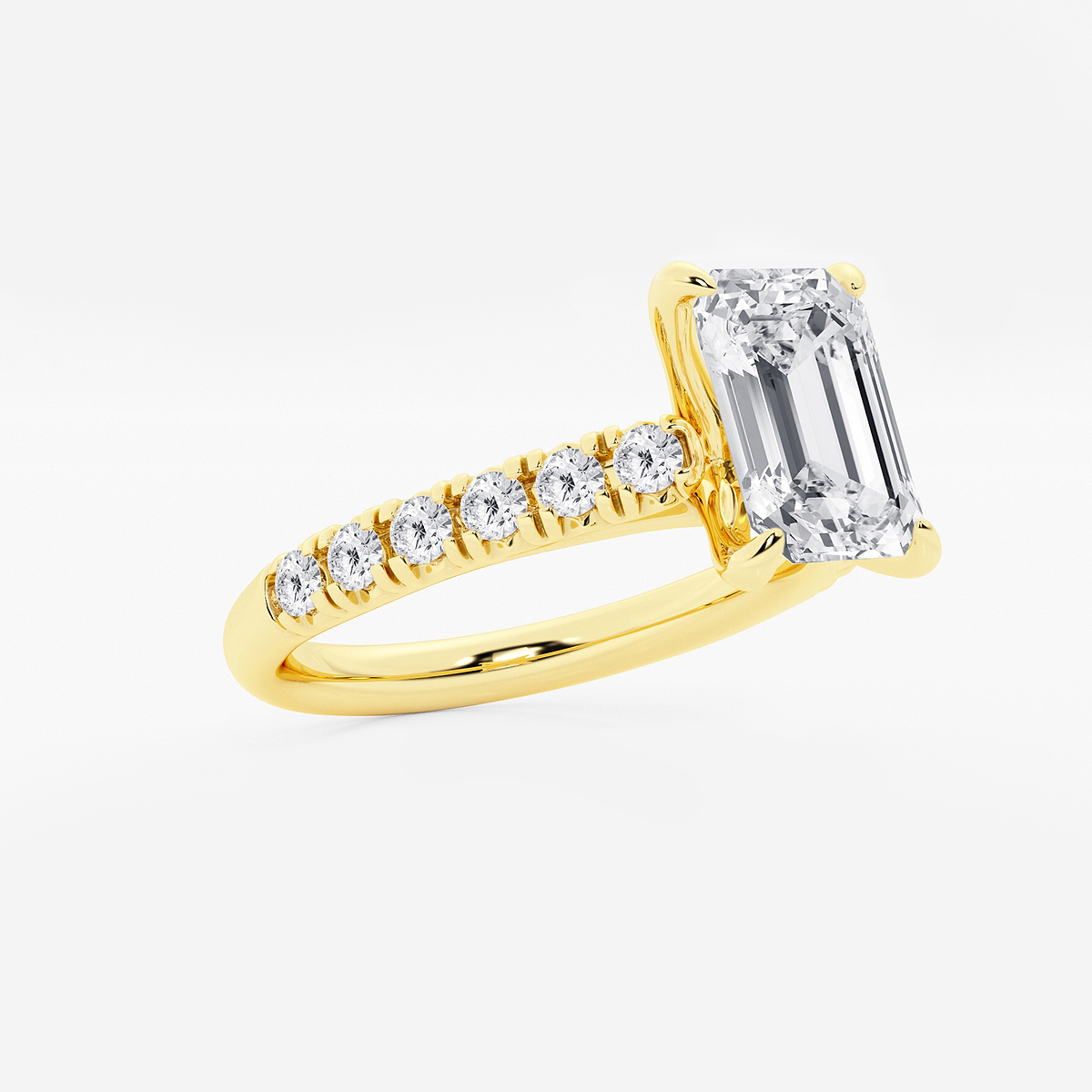 Additional Image 1 for  2 2/5 ctw Emerald Lab Grown Diamond French Pave Engagement Ring