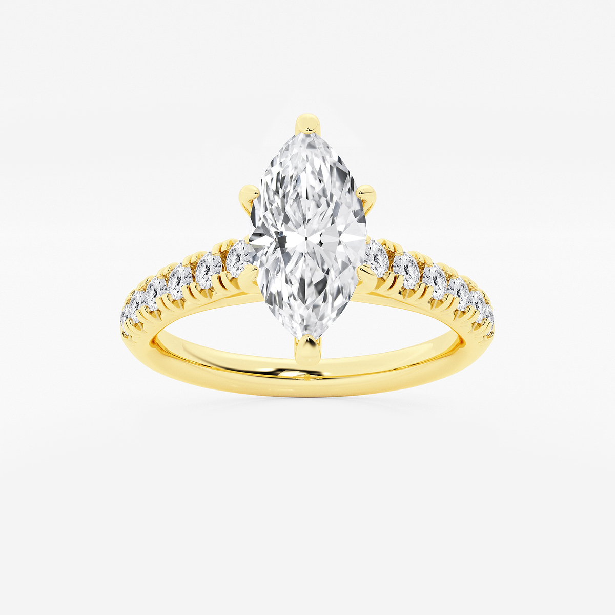 2 ctw Marquise Lab Grown Diamond French Pave Engagement Ring