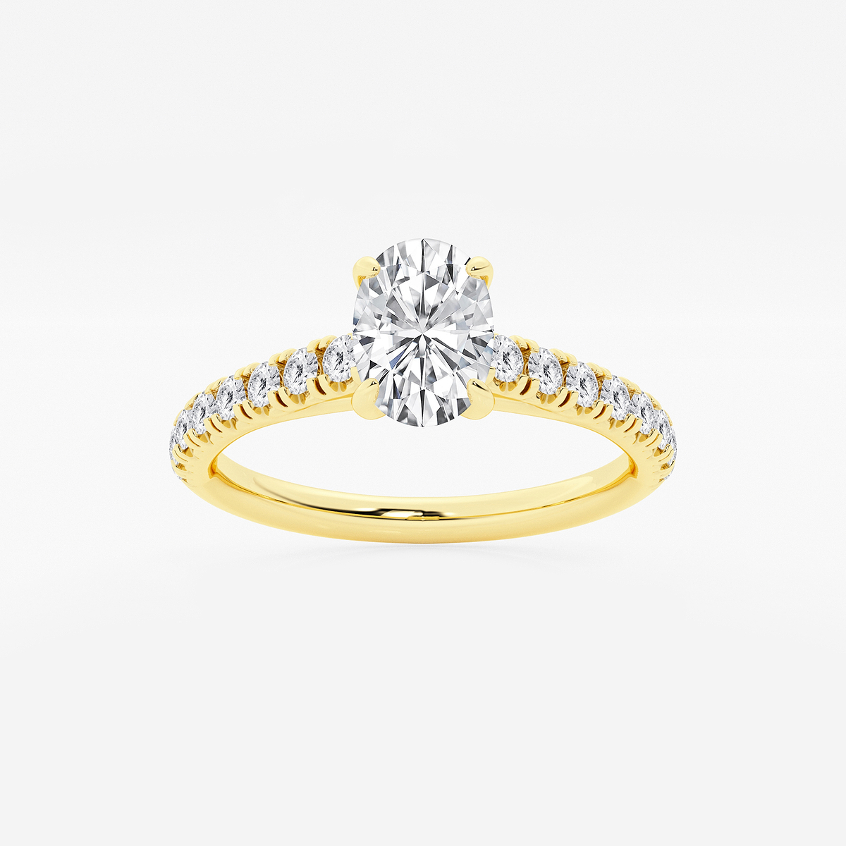 1 1/8 ctw Oval Lab Grown Diamond French Pave Engagement Ring