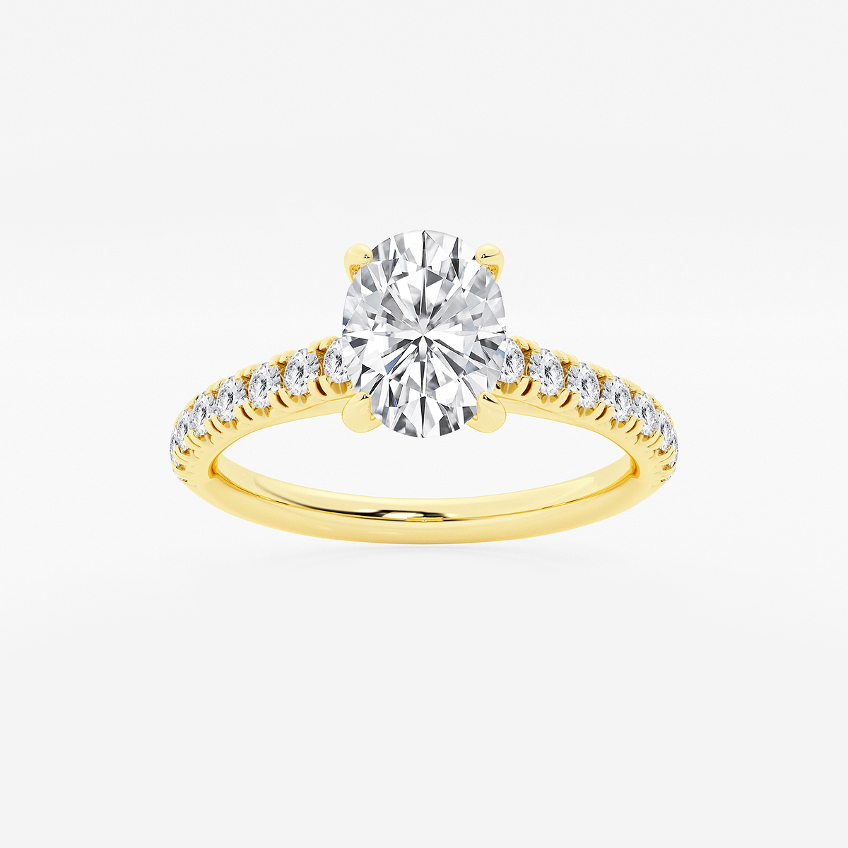 1 2/5 ctw Oval Lab Grown Diamond French Pave Engagement Ring