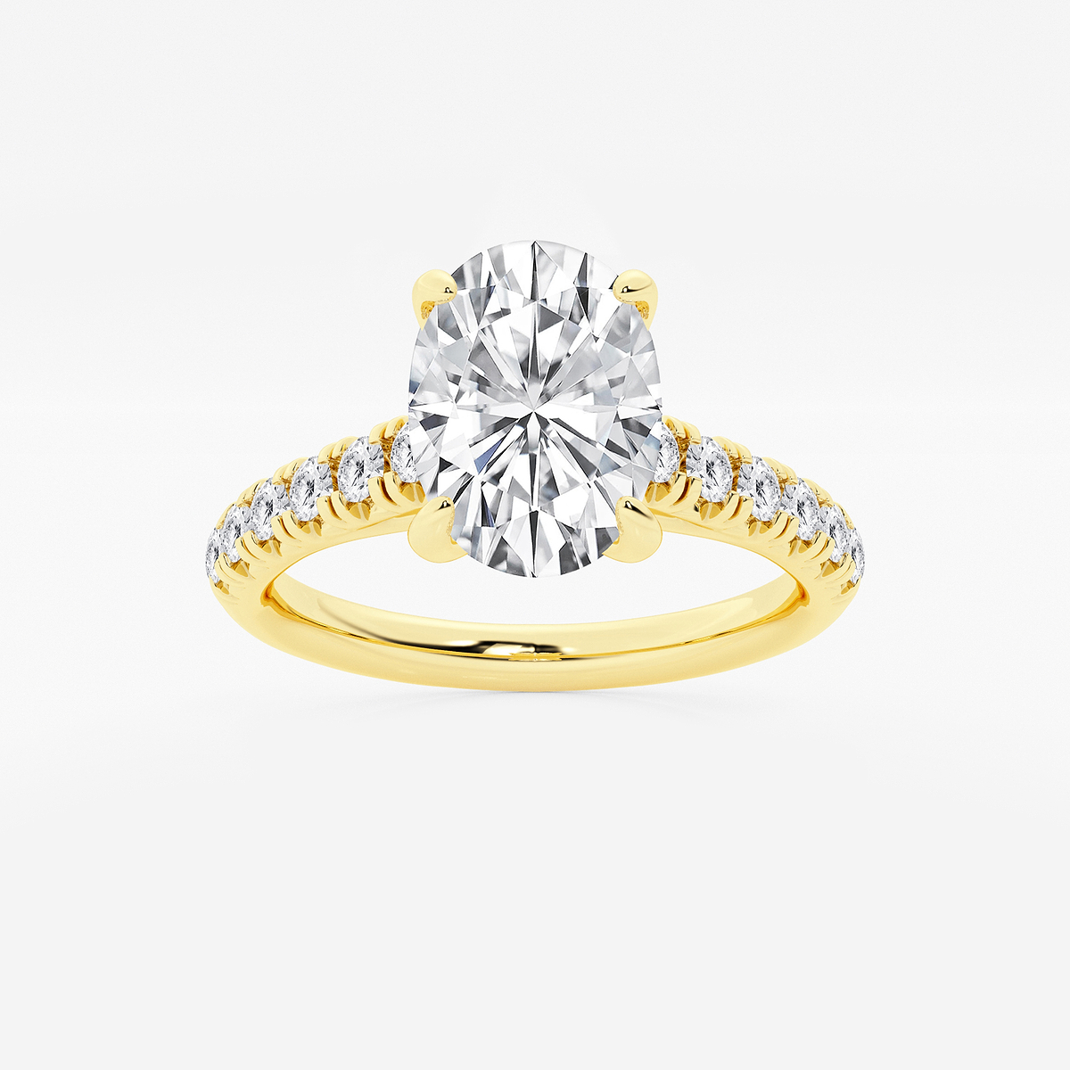 2 2/5 ctw Oval Lab Grown Diamond French Pave Engagement Ring