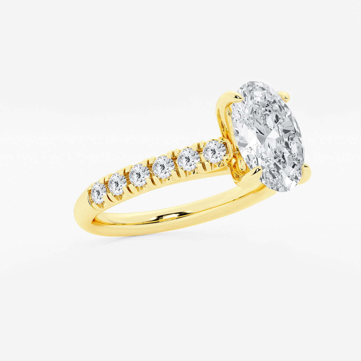 Additional Image 1 for  2 2/5 ctw Oval Lab Grown Diamond French Pave Engagement Ring