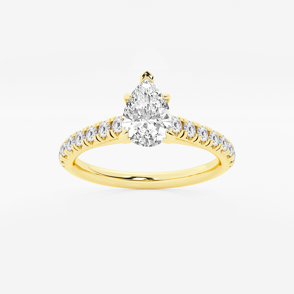 7/8 ctw Pear Lab Grown Diamond French Pave Engagement Ring