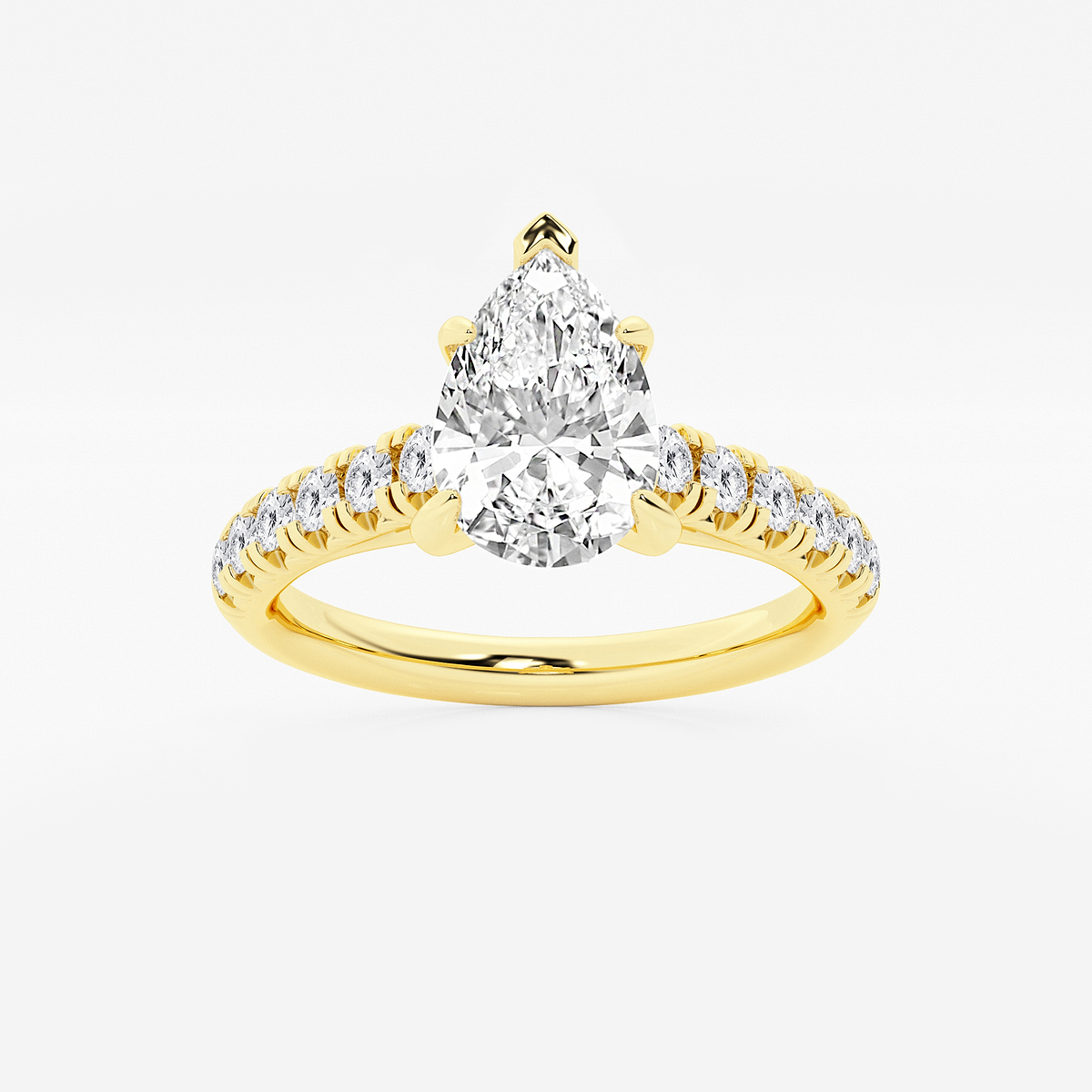 2 ctw Pear Lab Grown Diamond French Pave Engagement Ring