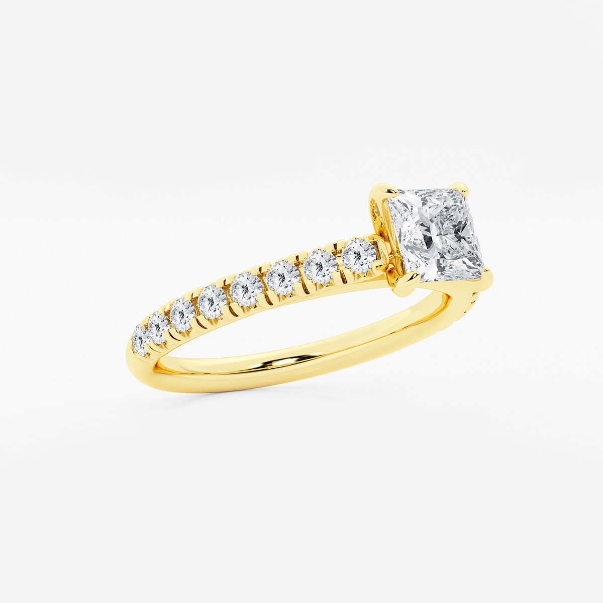 Additional Image 1 for  1 1/8 ctw Princess Lab Grown Diamond French Pave Engagement Ring