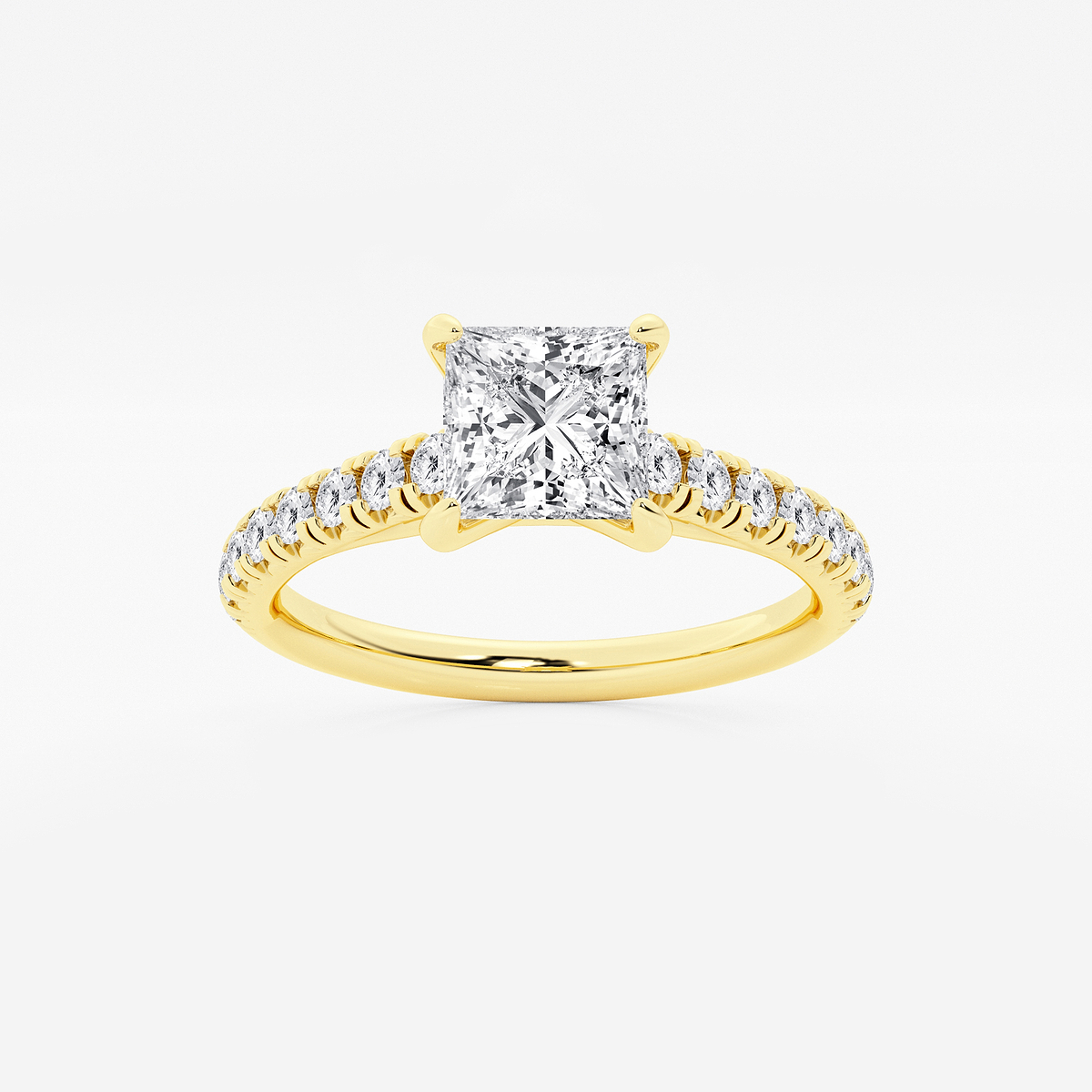 1 2/5 ctw Princess Lab Grown Diamond French Pave Engagement Ring