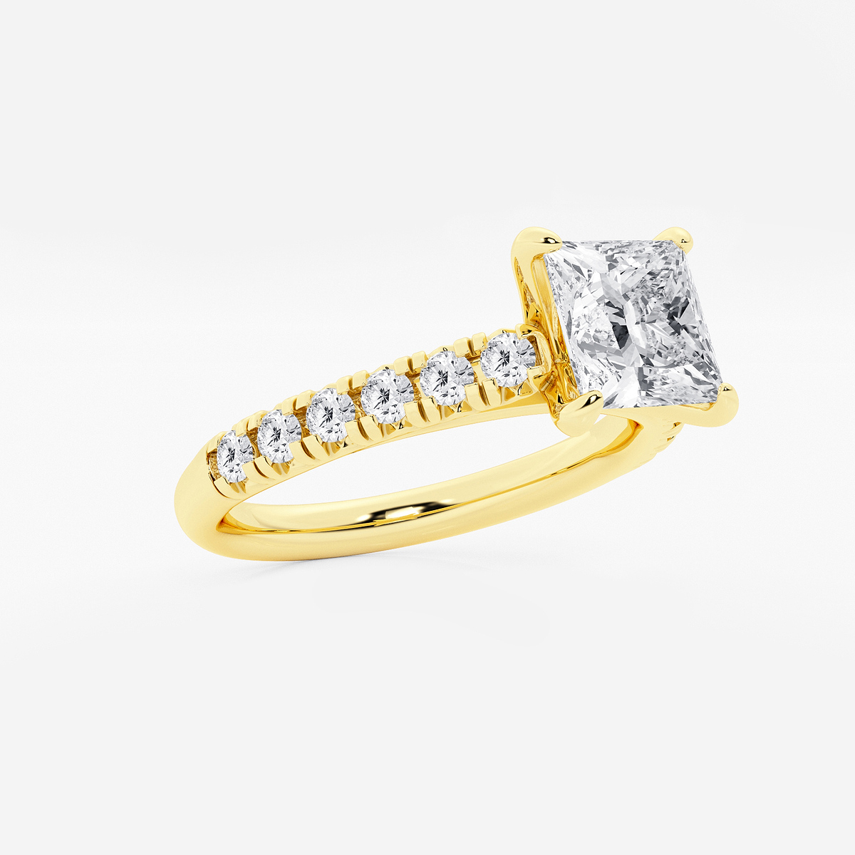 Additional Image 1 for  2 ctw Princess Lab Grown Diamond French Pave Engagement Ring