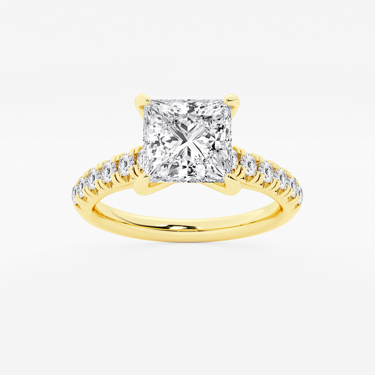 2 2/5 ctw Princess Lab Grown Diamond French Pave Engagement Ring