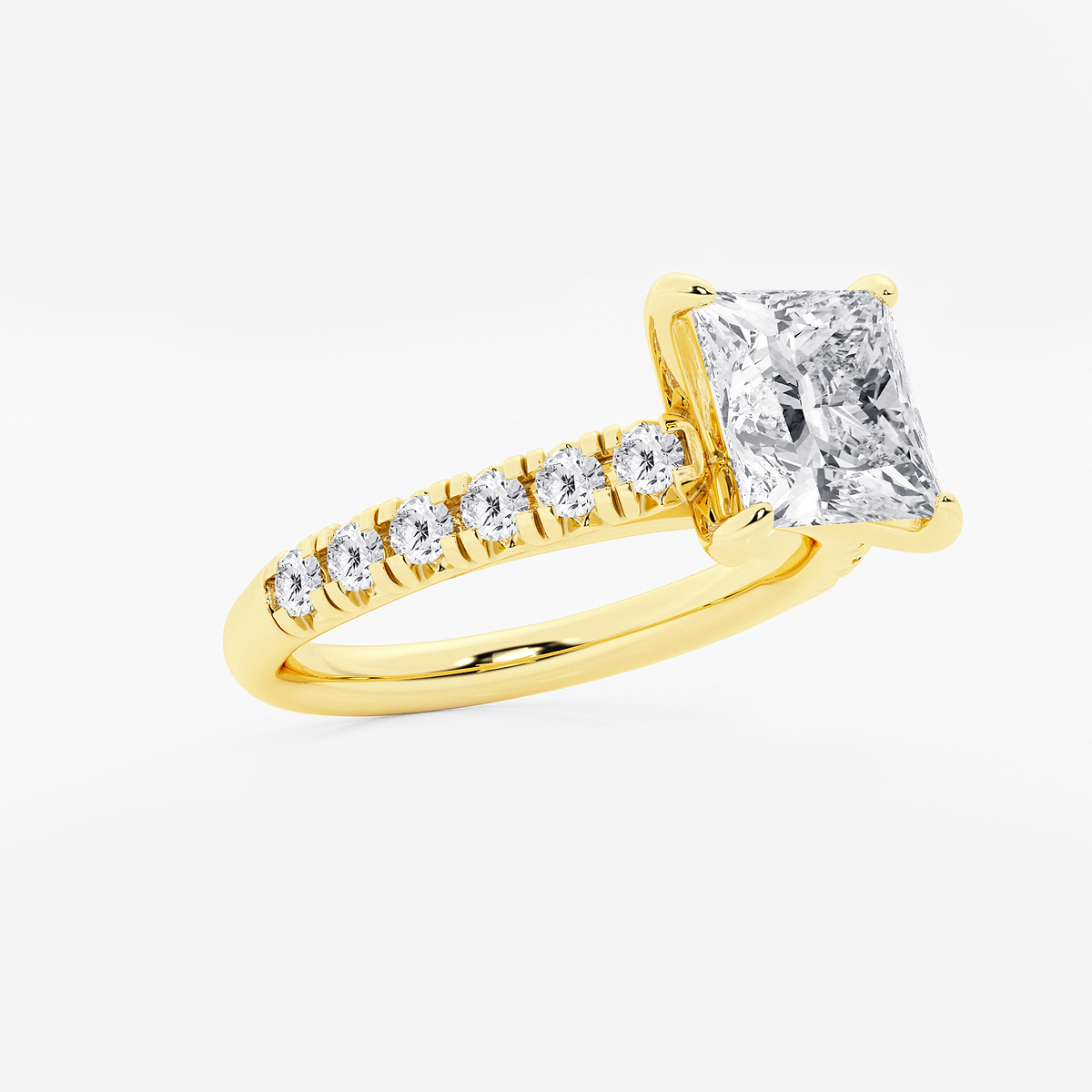 Additional Image 1 for  2 2/5 ctw Princess Lab Grown Diamond French Pave Engagement Ring