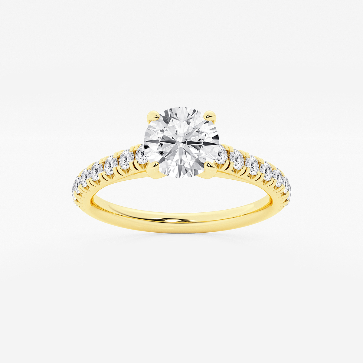 1 2/5 ctw Round Lab Grown Diamond French Pave Engagement Ring