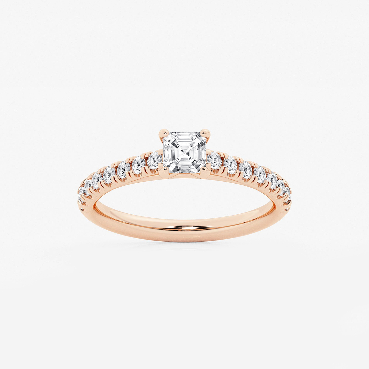 7/8 ctw Asscher Lab Grown Diamond French Pave Engagement Ring