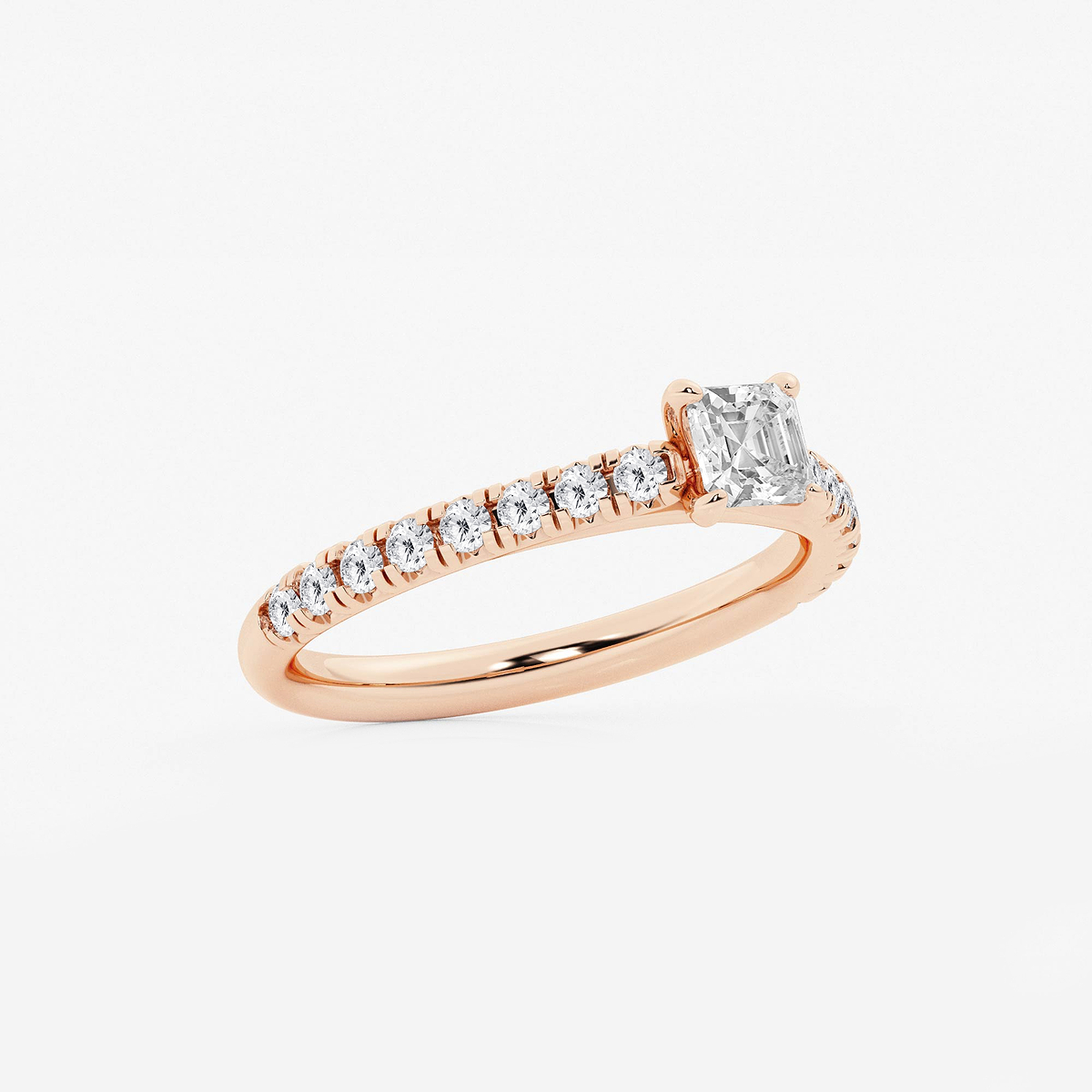 Additional Image 1 for  7/8 ctw Asscher Lab Grown Diamond French Pave Engagement Ring