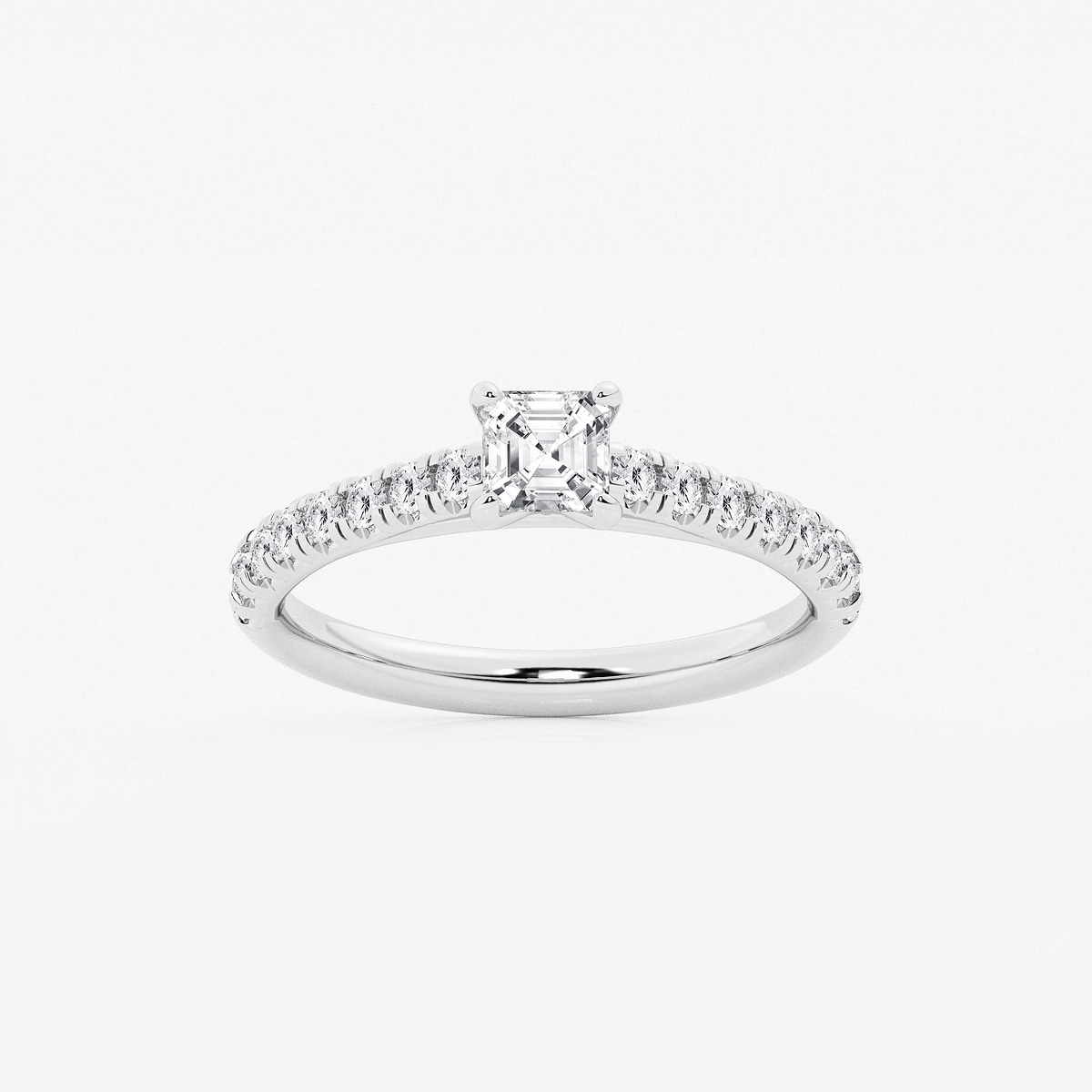 7/8 ctw Asscher Lab Grown Diamond French Pave Engagement Ring