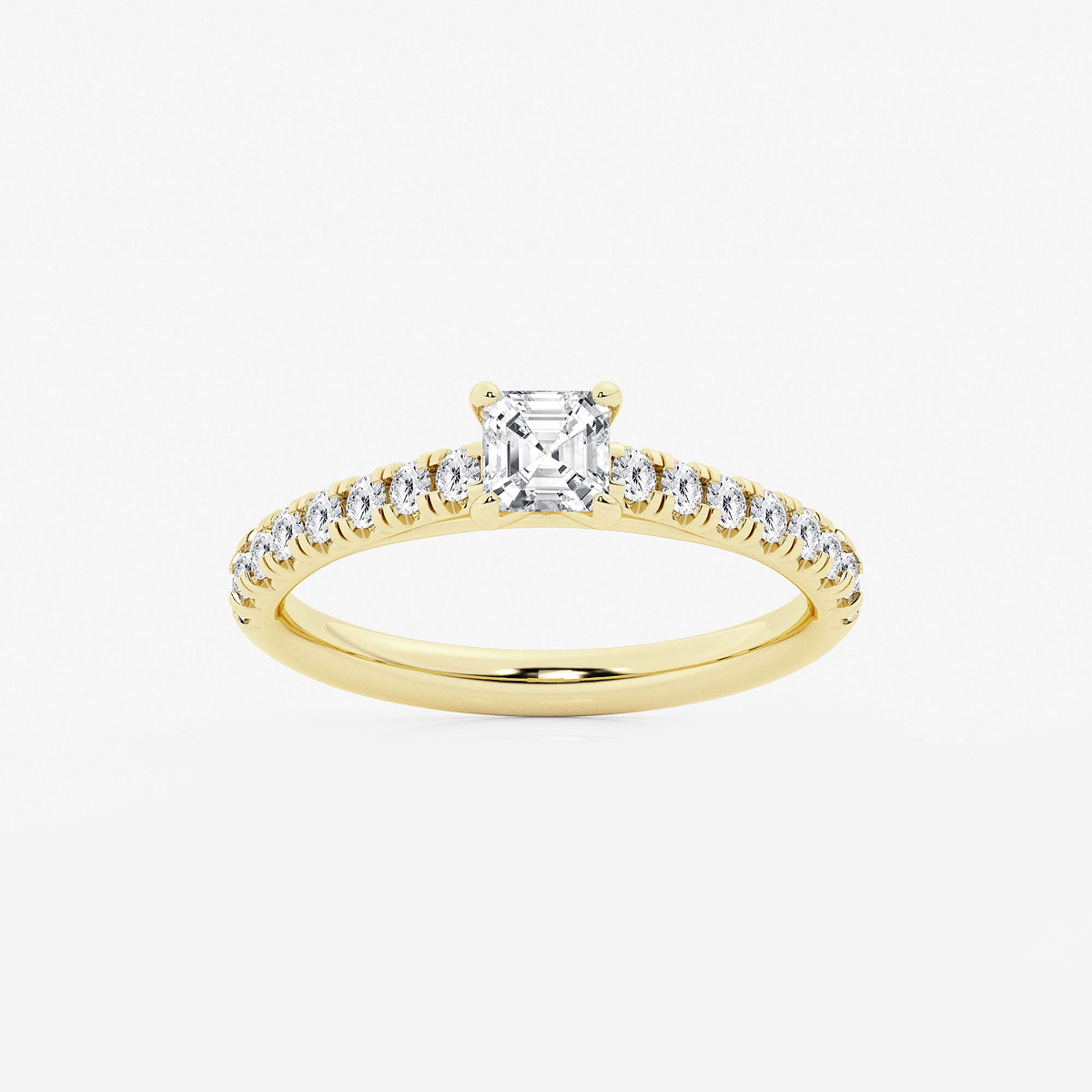 7/8 ctw Asscher Lab Grown Diamond French Pave Engagement Ring