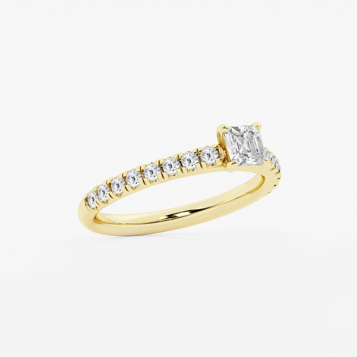 Additional Image 1 for  7/8 ctw Asscher Lab Grown Diamond French Pave Engagement Ring