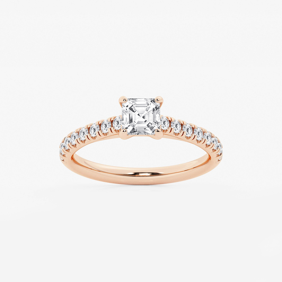 1 1/8 ctw Asscher Lab Grown Diamond French Pave Engagement Ring