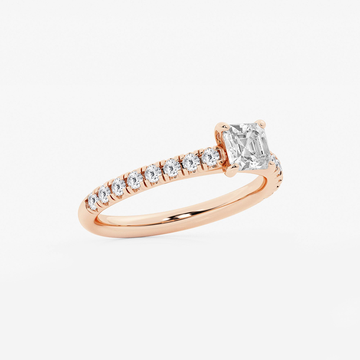 Additional Image 1 for  1 1/8 ctw Asscher Lab Grown Diamond French Pave Engagement Ring