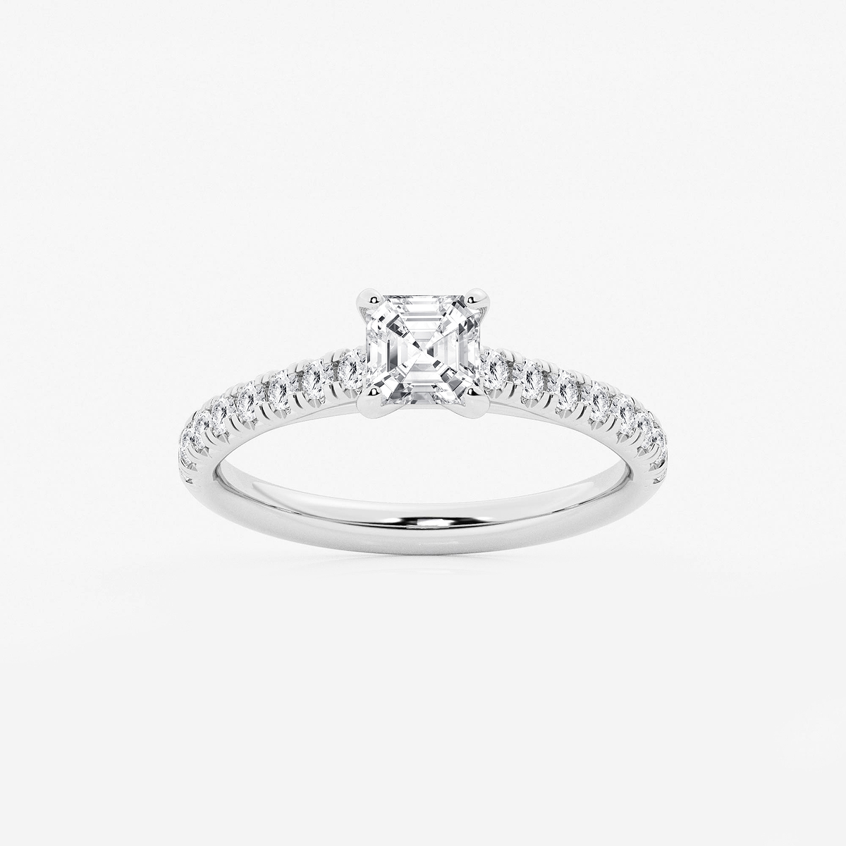 1 1/8 ctw Asscher Lab Grown Diamond French Pave Engagement Ring