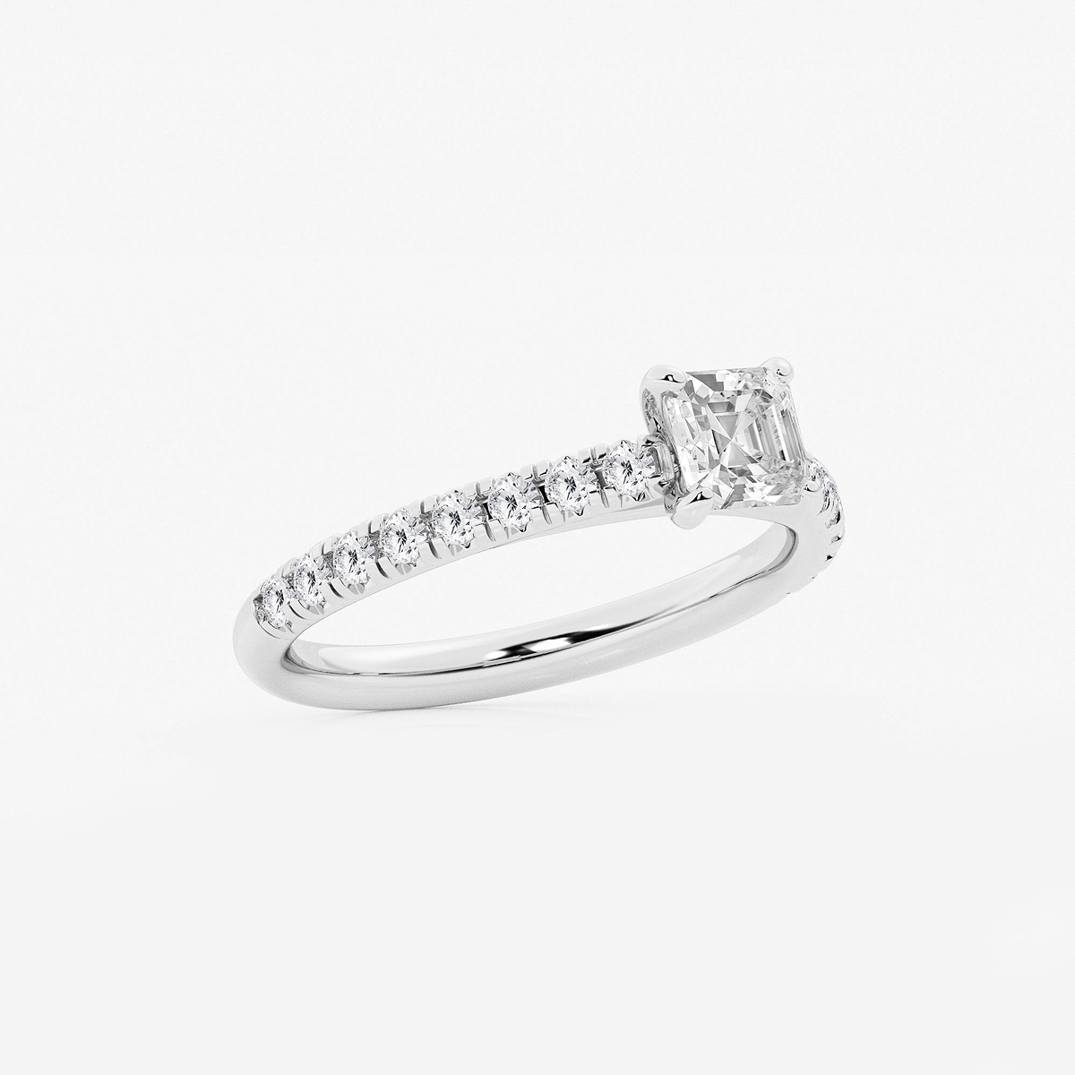 Additional Image 1 for  1 1/8 ctw Asscher Lab Grown Diamond French Pave Engagement Ring