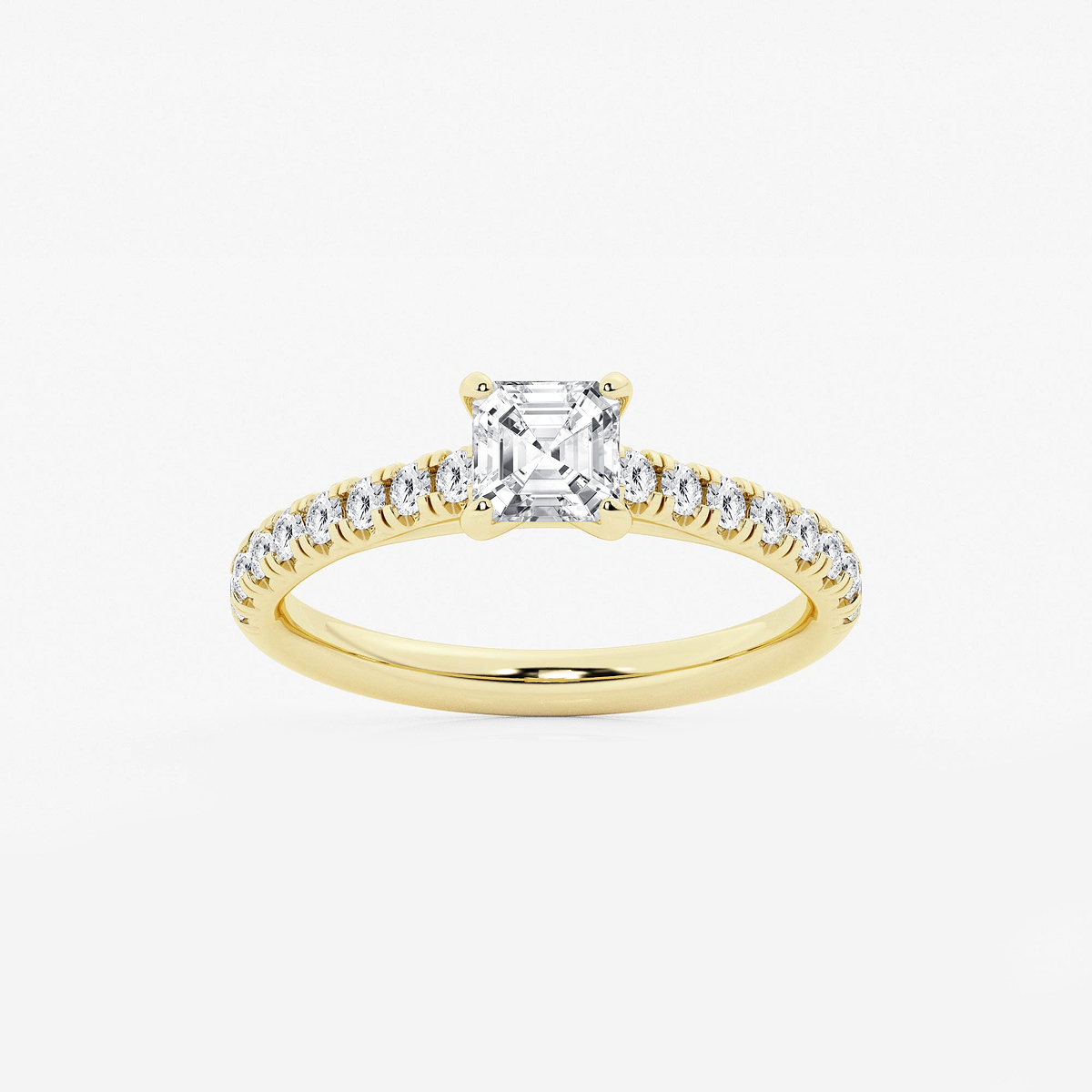 1 1/8 ctw Asscher Lab Grown Diamond French Pave Engagement Ring