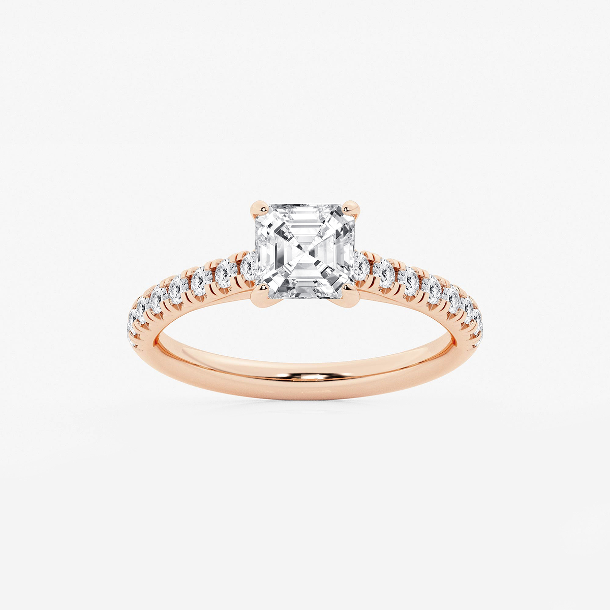 1 2/5 ctw Asscher Lab Grown Diamond French Pave Engagement Ring